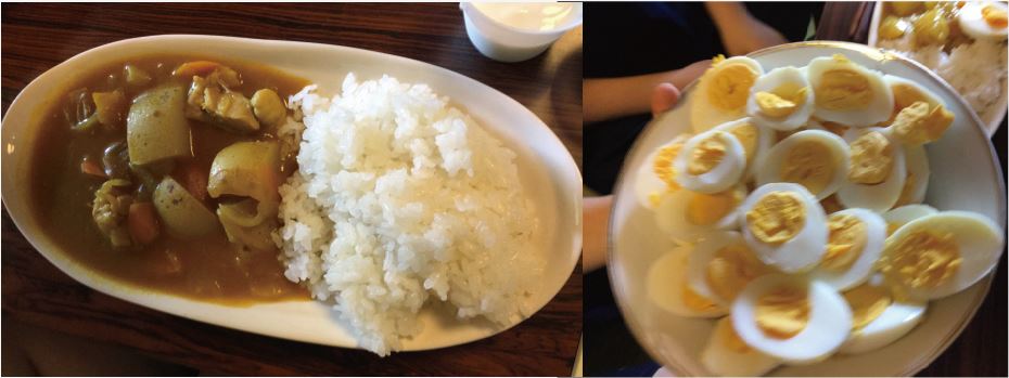 カレーと秋川牧園のゆで卵