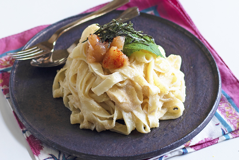 明太子クリームパスタ ／無農薬・有機野菜・無添加食材レシピ