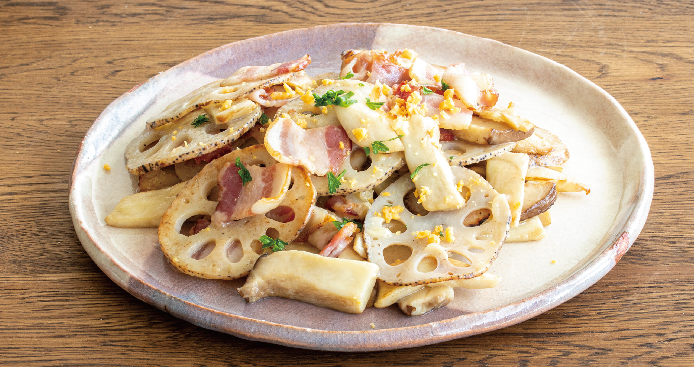 ベーコンとレンコンのシャキシャキ炒め