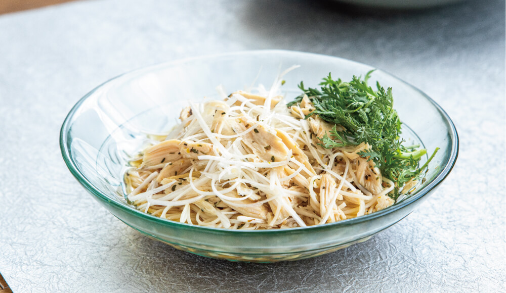 春菊とねぎの和え麺レシピ